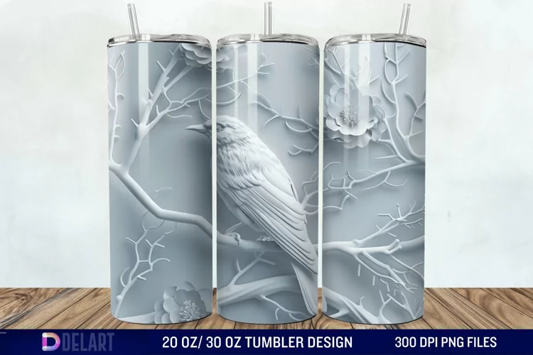3D Winter Bird Tumbler Wrap