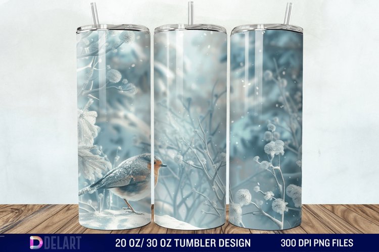 3D Winter Bird Tumbler Wrap example image 1