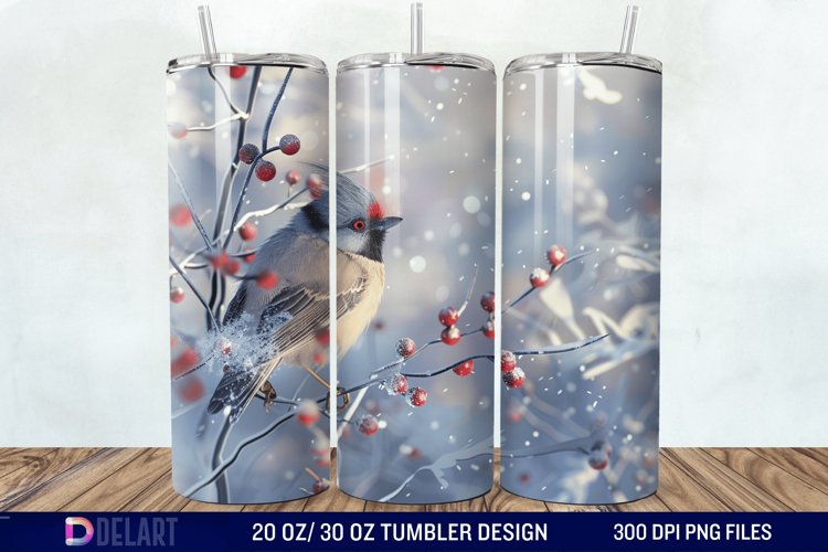 3D Winter Bird Tumbler Wrap example image 1