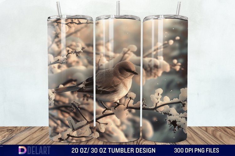 3D Winter Bird Tumbler Wrap example image 1