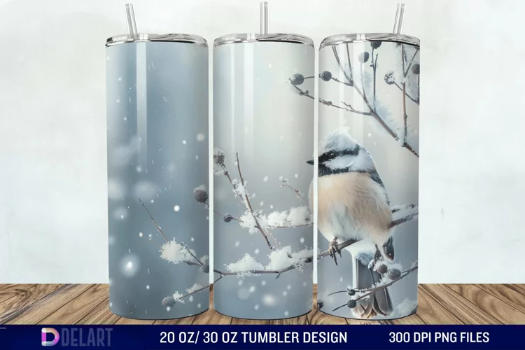 3D Winter Bird Tumbler Wrap
