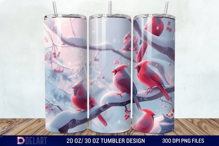3D Winter Bird Tumbler Wrap example image 1