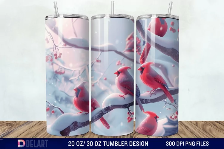3D Winter Bird Tumbler Wrap