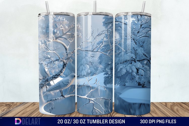 3D Winter Bird Tumbler Wrap example image 1