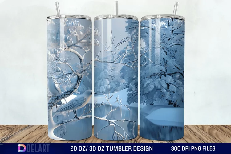 3D Winter Bird Tumbler Wrap