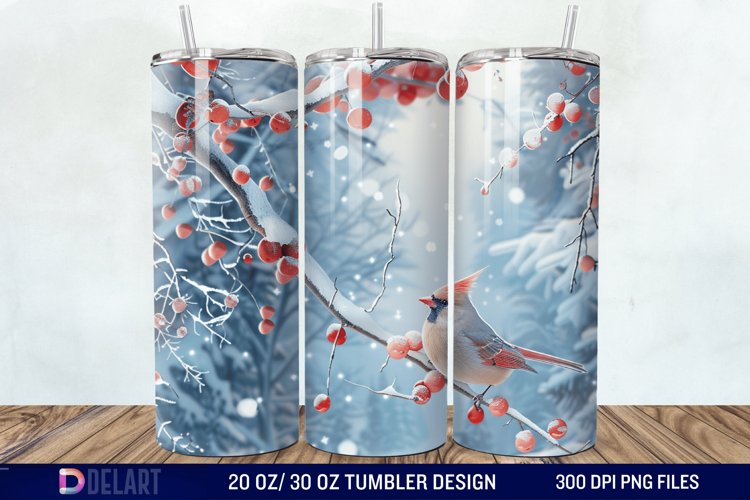3D Winter Bird Tumbler Wrap example image 1