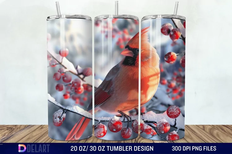 3D Winter Bird Tumbler Wrap