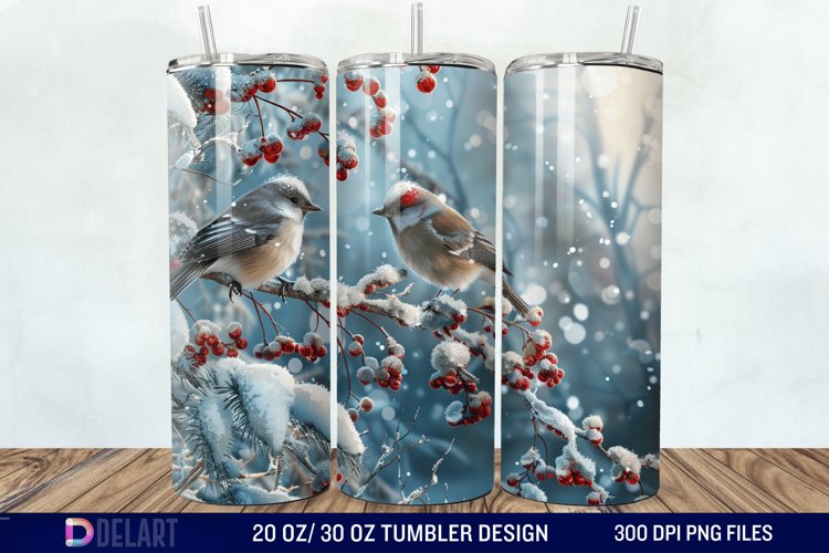 3D Winter Bird Tumbler Wrap example image 1
