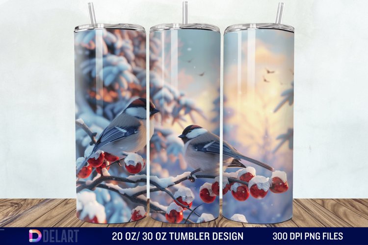 3D Winter Bird Tumbler Wrap example image 1