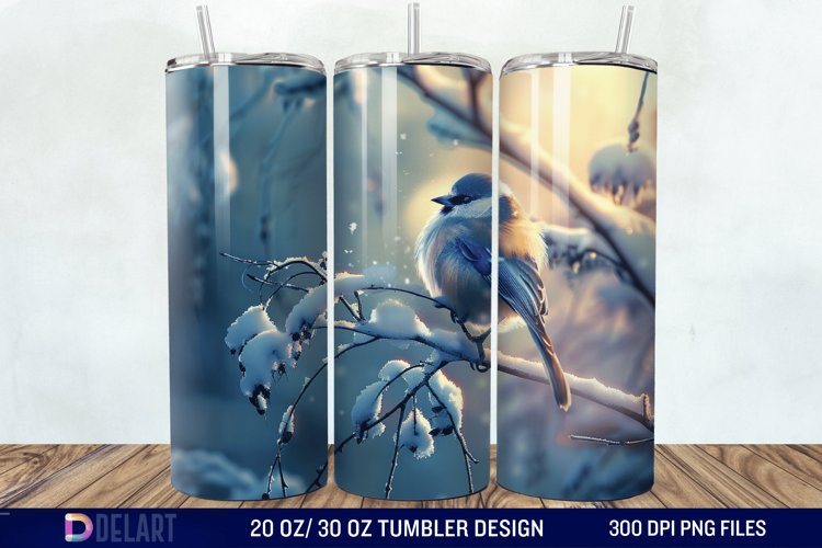 3D Winter Bird Tumbler Wrap example image 1