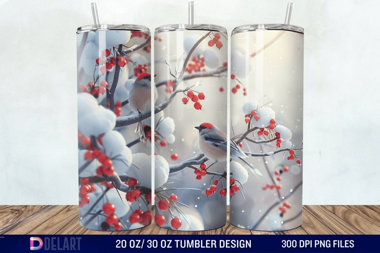 3D Winter Bird Tumbler Wrap example image 1