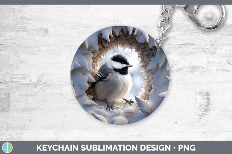 3D Winter Chickadee Keychain Sublimation Keyring Designs