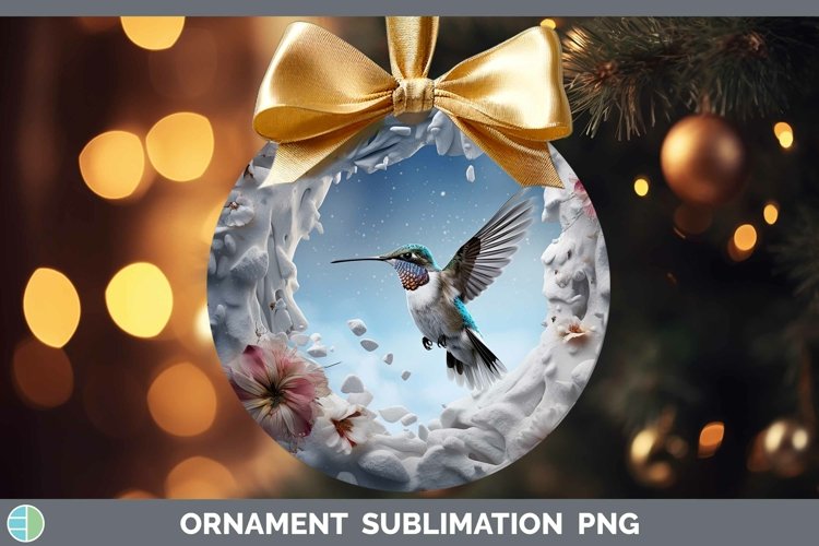 3D Winter Hummingbird Ornament Sublimation Bauble Designs
