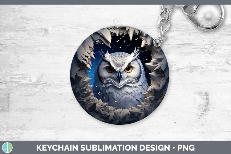 3D Winter Owl Keychain Sublimation Keyring Designs