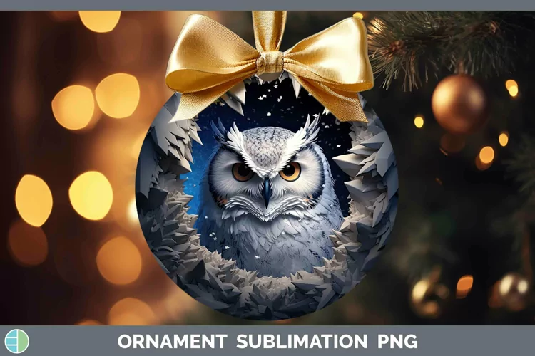 3D Winter Owl Ornament Sublimation Bauble Designs