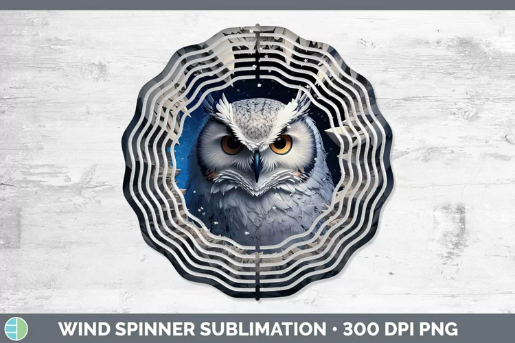 3D Winter Owl Wind Spinner Sublimation Spinner Designs