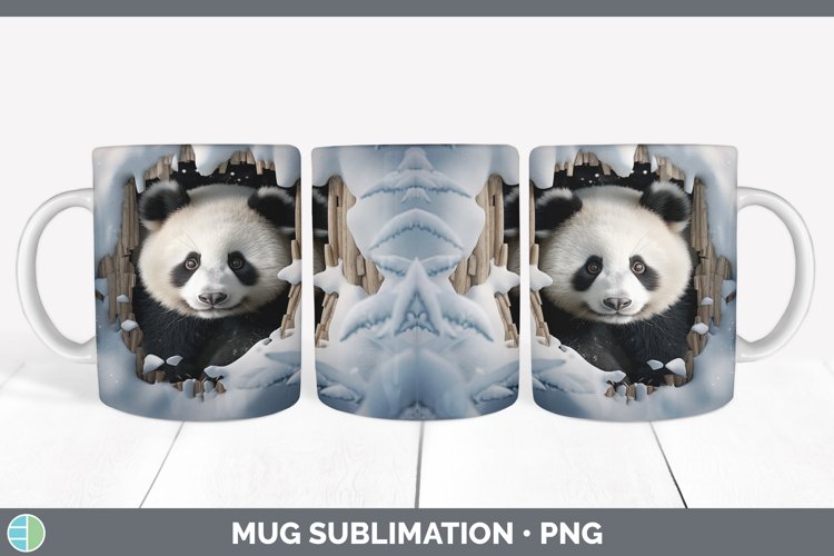 3D Winter Panda Mug Wrap Sublimation Coffee Cup Designs