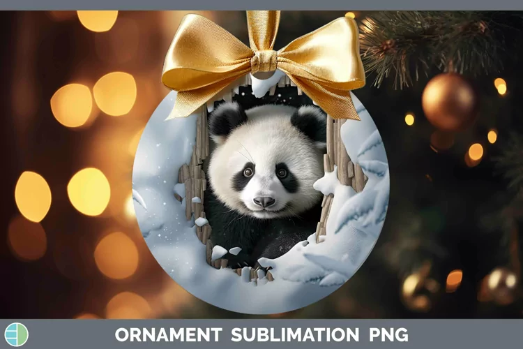 3D Winter Panda Ornament Sublimation Bauble Designs