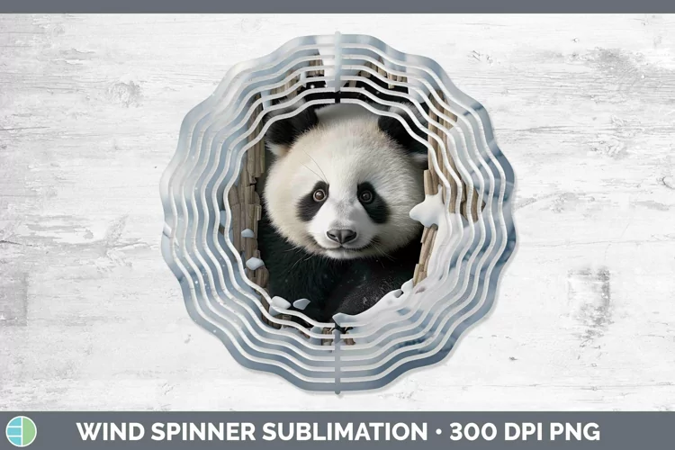 3D Winter Panda Wind Spinner Sublimation Spinner Designs