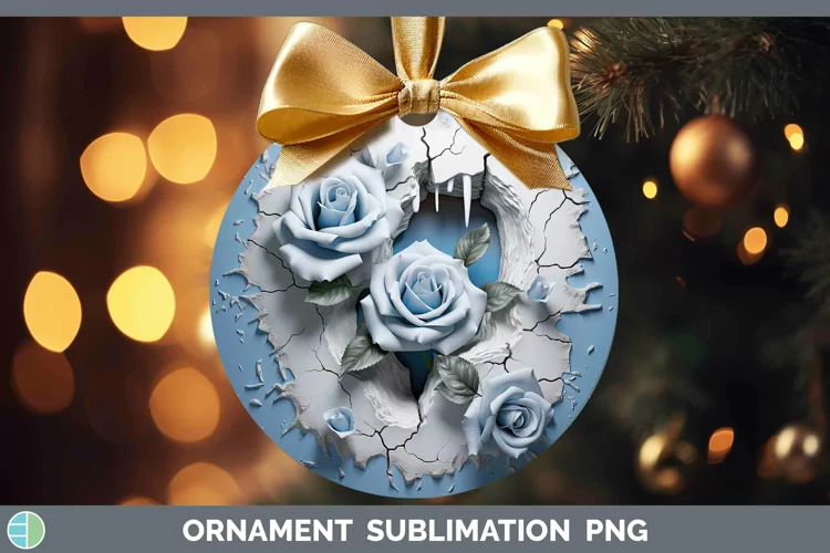 3D Winter Rose Ornament Sublimation Bauble Designs