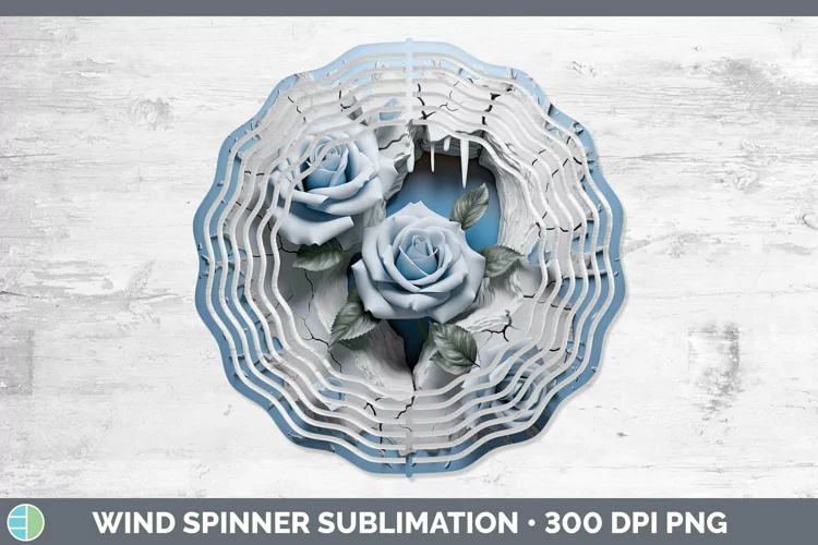 3D Winter Rose Wind Spinner Sublimation Spinner Designs