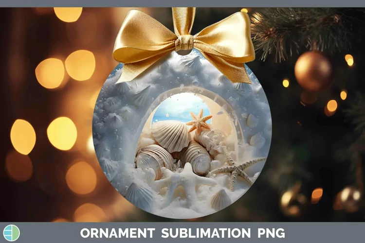 3D Winter Seashell Ornament Sublimation Bauble Designs