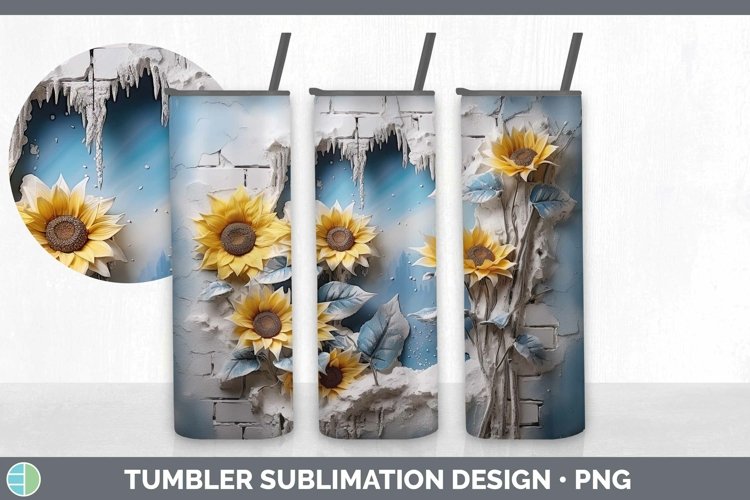 3D Winter Sunflower Tumbler Sublimation 20 oz Skinny Tumbler