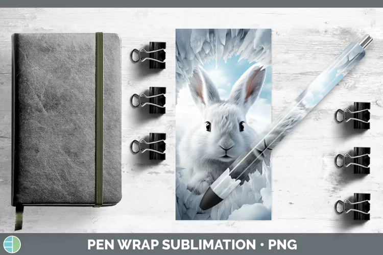 3D Winter Wall Bunny Pen Wrap Sublimation Pen Designs