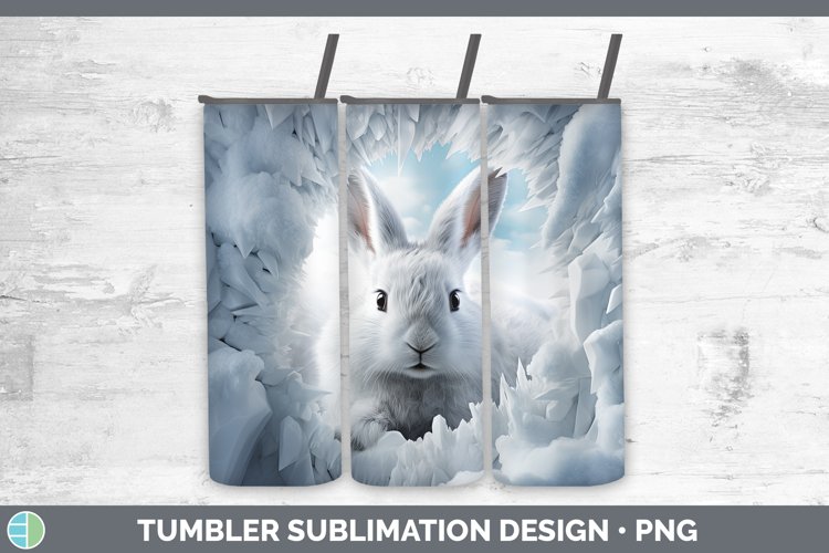 3D Winter Wall Bunny Tumbler Sublimation 20 oz Skinny Tumble
