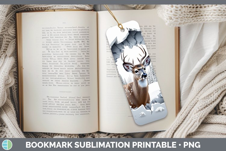 3D Winter Wall Deer Bookmark Sublimation Printable Designs