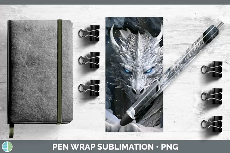 3D Winter Wall Dragon Pen Wrap Sublimation Pen Designs