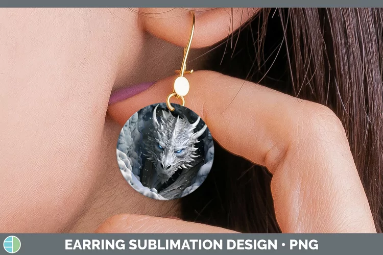 3D Winter Wall Dragon Round Earrings Sublimation Earrings De