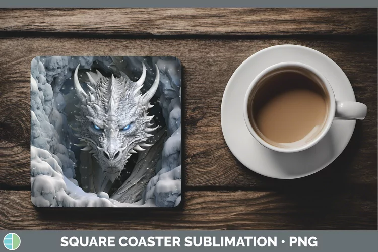 3D Winter Wall Dragon Square Coaster Sublimation Coaster Des