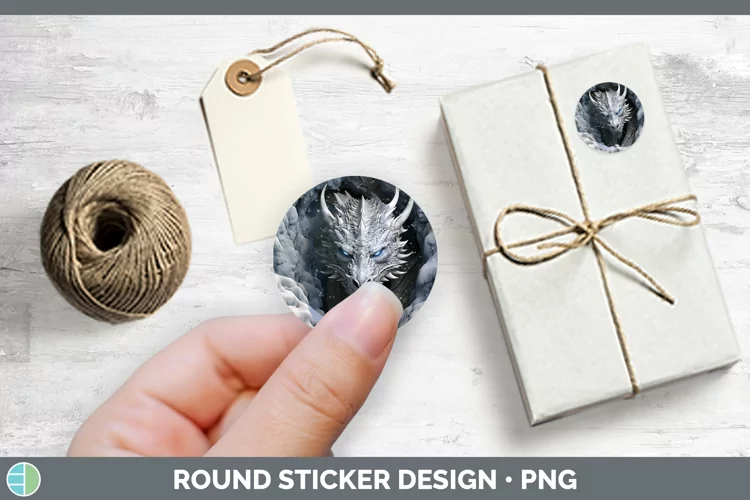 3D Winter Wall Dragon Stickers | Round Labels Designs
