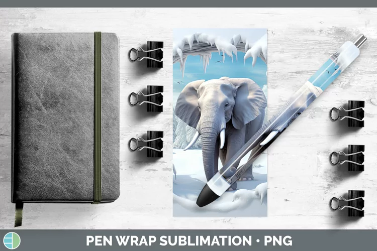 3D Winter Wall Elephant Pen Wrap Sublimation Pen Designs