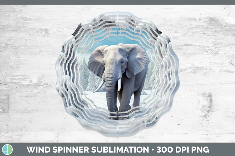 3D Winter Wall Elephant Wind Spinner Sublimation Spinner Des