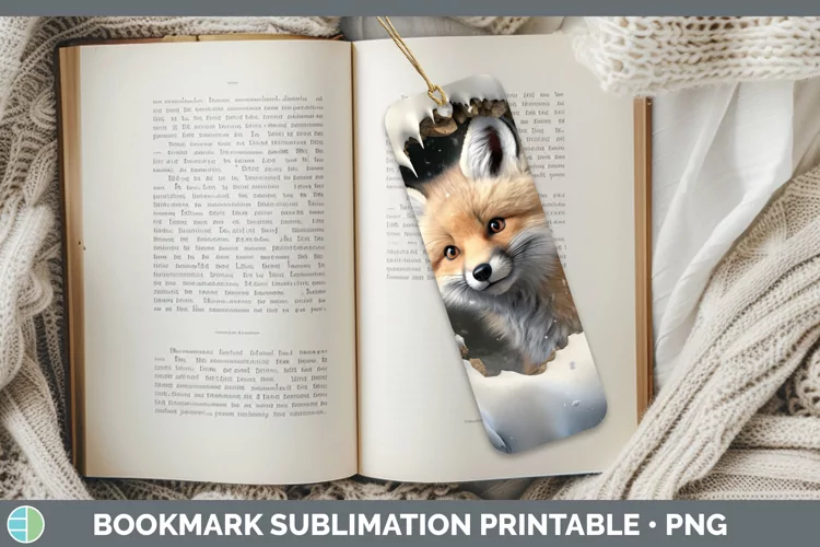 3D Winter Wall Fox Bookmark Sublimation Printable Designs