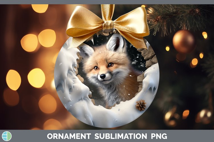 3D Winter Wall Fox Ornament Sublimation Bauble Designs