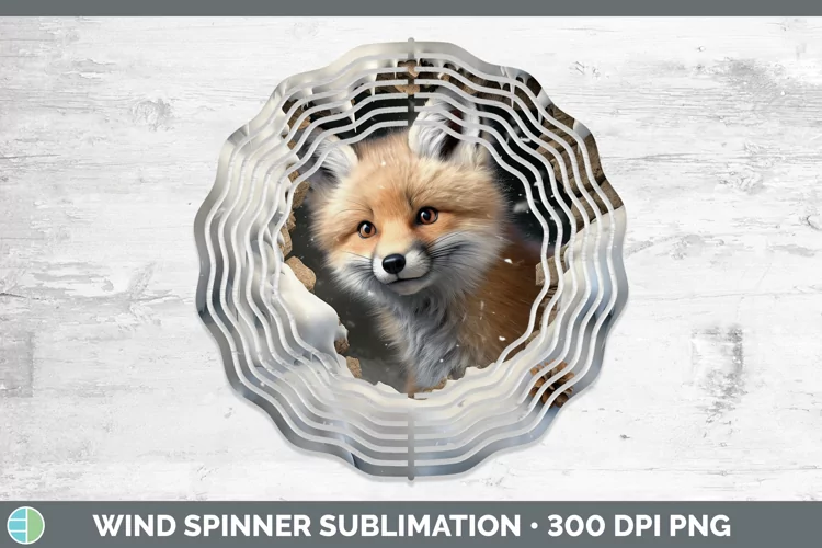 3D Winter Wall Fox Wind Spinner Sublimation Spinner Designs
