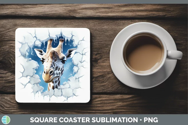 3D Winter Wall Giraffe Square Coaster Sublimation Coaster De