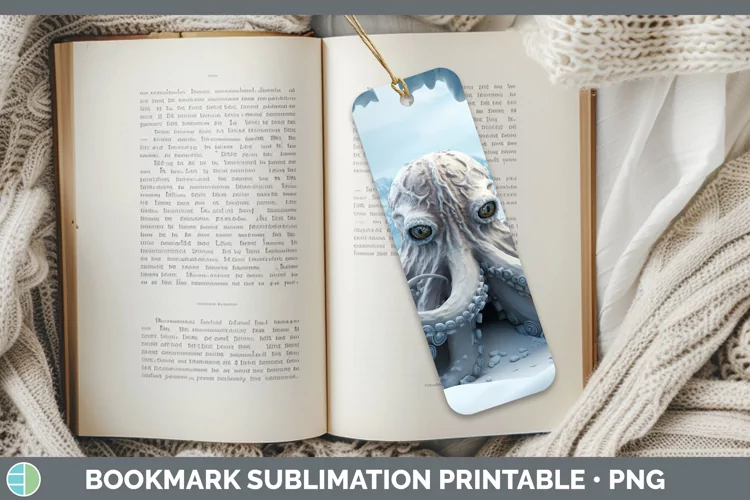 3D Winter Wall Octopus Bookmark Sublimation Printable Design