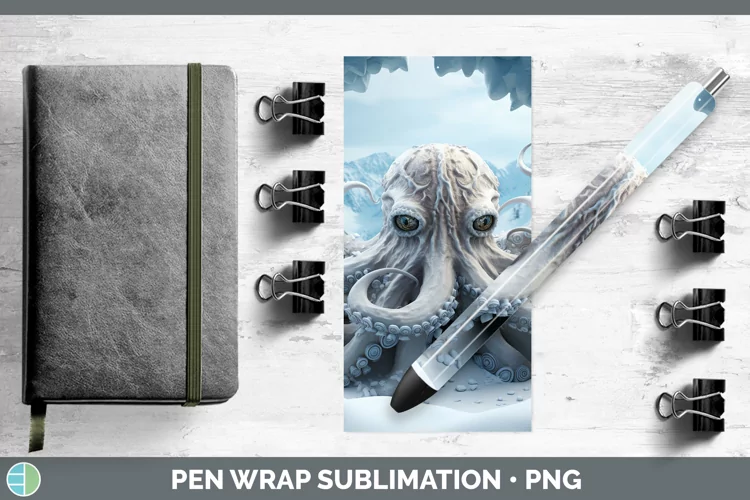 3D Winter Wall Octopus Pen Wrap Sublimation Pen Designs