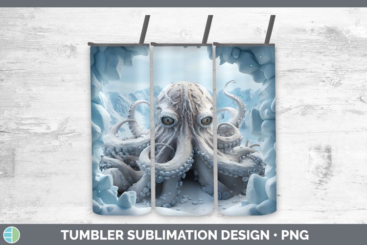 3D Winter Wall Octopus Tumbler Sublimation 20 oz Skinny Tumb