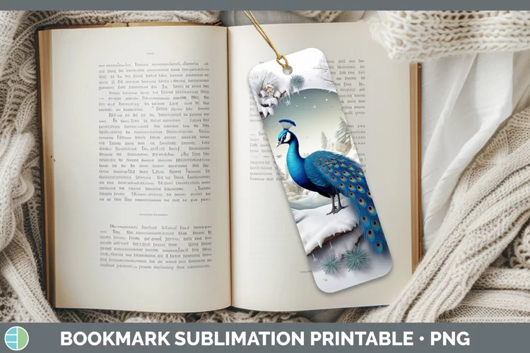 3D Winter Wall Peacock Bookmark Sublimation Printable Design