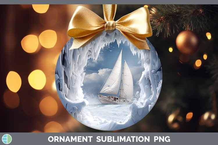 3D Winter Wall Sail Boat Ornament Sublimation Bauble Designs