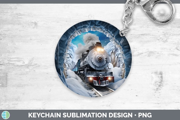 3D Winter Wall Train Keychain Sublimation Keyring Designs