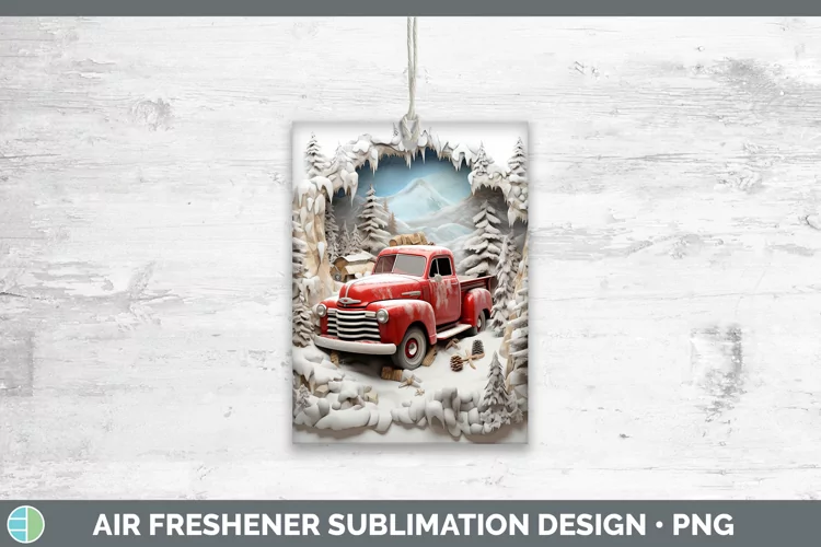 3D Winter Wall Vintage Truck Air Freshener Sublimation Car F