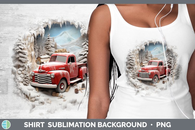 3D Winter Wall Vintage Truck Shirt Sublimation Sublimation B