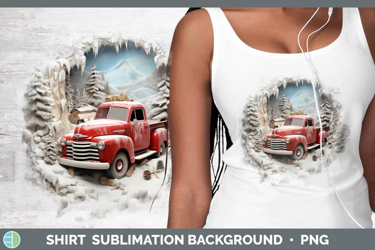 3D Winter Wall Vintage Truck Shirt Sublimation Sublimation B