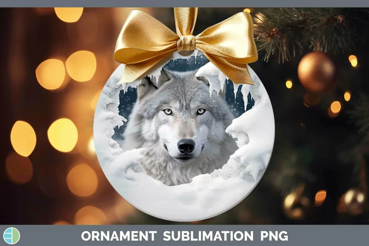 3D Winter Wolf Ornament Sublimation Bauble Designs